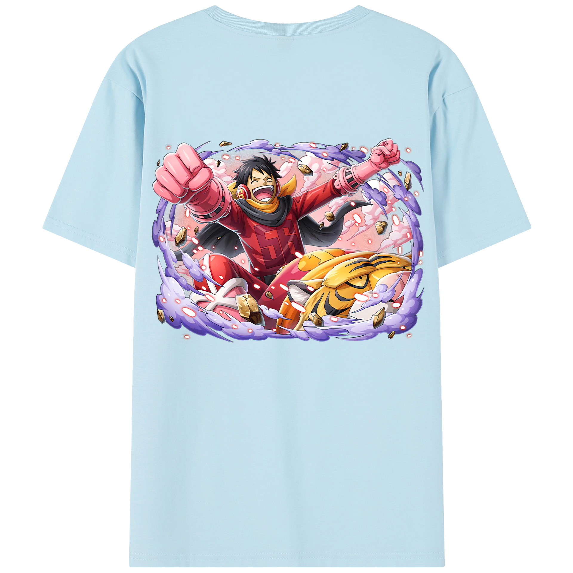 ワンピース モンキー・D・ルフィ ONE PIECE Monkey D. Luffy 綿100％半袖Tシャツ（背面プリント）